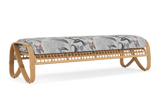 Lloyd Flanders - Riviera Garden Bench In Camel Finish With Delicate Botanical Slate Fabric - 2780371522076 view 1