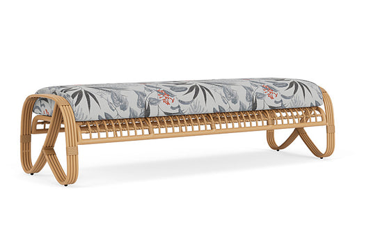 Lloyd Flanders - Riviera Garden Bench In Camel Finish With Delicate Botanical Slate Fabric - 2780371522076 view 2
