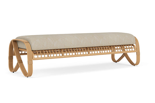 Lloyd Flanders - Riviera Garden Bench In Camel Finish With Laurel Ecru Fabric - 2780371522057 view 1