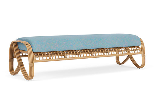 Lloyd Flanders - Riviera Garden Bench In Camel Finish With Leeds Light Blue Fabric - 2780371522058 view 1