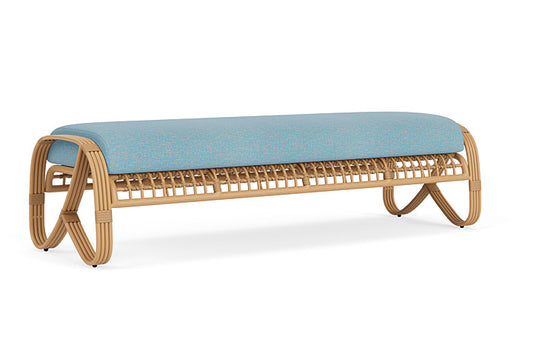 Lloyd Flanders - Riviera Garden Bench In Camel Finish With Leeds Light Blue Fabric - 2780371522058 view 2