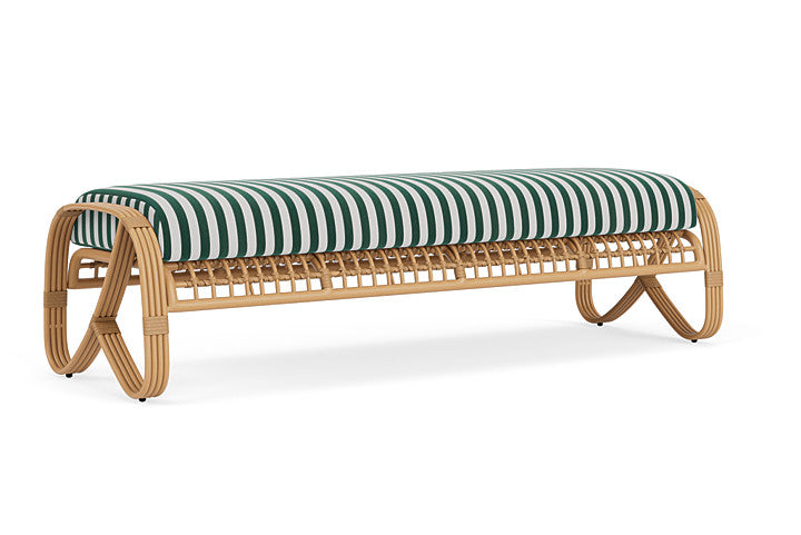 Lloyd Flanders - Riviera Garden Bench In Camel Finish With Safari/White Stripe Fabric - 278037152269 view 2