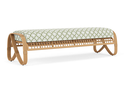 Lloyd Flanders - Riviera Garden Bench In Camel Finish With Savannah Green Fabric - 2780371522064 view 1