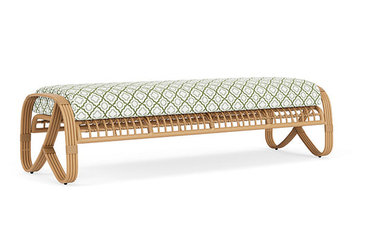 Lloyd Flanders - Riviera Garden Bench In Camel Finish With Savannah Green Fabric - 2780371522064 view 2