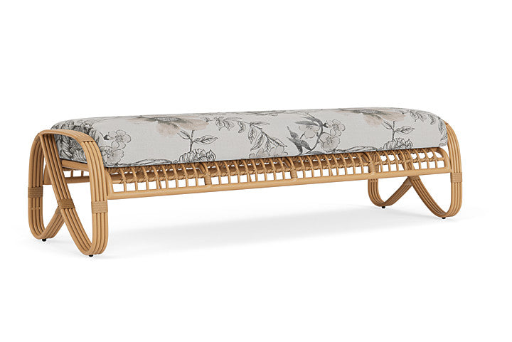 Lloyd Flanders - Riviera Garden Bench In Camel Finish With Serena Floral Dove Fabric - 2780371522077 view 1