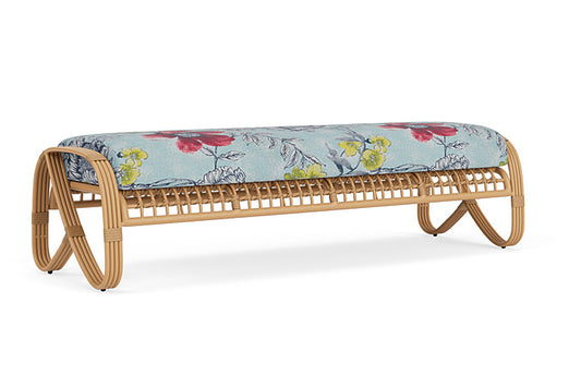 Lloyd Flanders - Riviera Garden Bench In Camel Finish With Serena Floral Meadow Fabric - 2780371522079 view 1