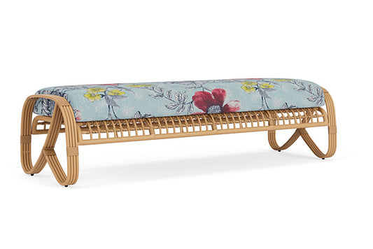 Lloyd Flanders - Riviera Garden Bench In Camel Finish With Serena Floral Meadow Fabric - 2780371522079 view 2