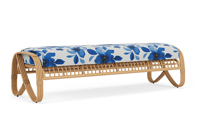 Lloyd Flanders - Riviera Garden Bench In Camel Finish With Watercolor Blossom Capri Fabric - 278037152672 view 1