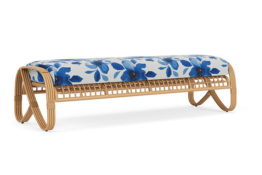 Lloyd Flanders - Riviera Garden Bench In Camel Finish With Watercolor Blossom Capri Fabric - 278037152672 view 1