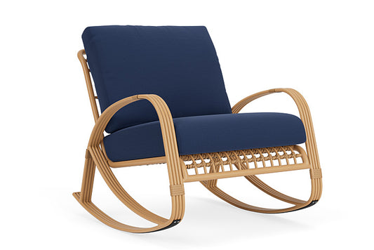 Lloyd Flanders - Riviera Lounge Rocker In Camel Finish With Beach Navy Fabric - 2780331522013 view 1