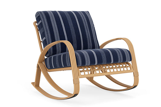 Lloyd Flanders - Riviera Lounge Rocker In Camel Finish With Consider Indigo Fabric - 2780331521969 view 1