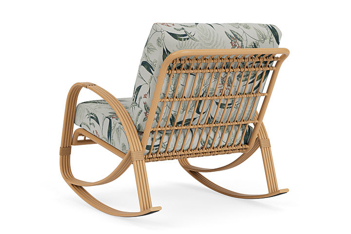 Lloyd Flanders - Riviera Lounge Rocker In Camel Finish With Delicate Botanical Sage Fabric - 2780331522075 view 2