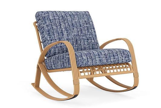 Lloyd Flanders - Riviera Lounge Rocker In Camel Finish With Visions Cobalt Fabric - 278033152683 view 1