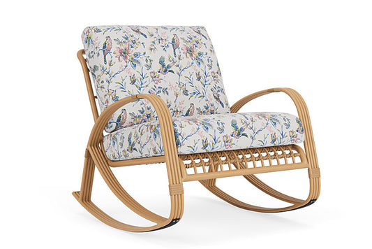 Lloyd Flanders - Riviera Lounge Rocker In Camel Finish With Whimsical Bird Song Fabric - 2780331522080 view 1