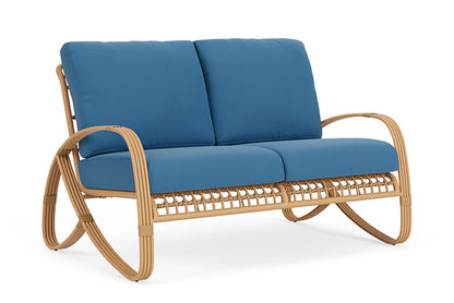 Lloyd Flanders - Riviera Loveseat In Camel Finish With Bamboo Bay Sky Fabric - 2780501522007 view 1