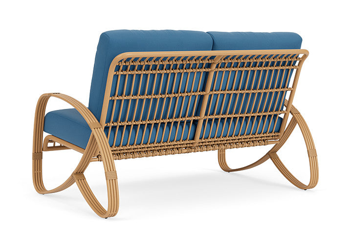 Lloyd Flanders - Riviera Loveseat In Camel Finish With Bamboo Bay Sky Fabric - 2780501522007 view 2