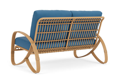 Lloyd Flanders - Riviera Loveseat In Camel Finish With Bamboo Bay Sky Fabric - 2780501522007 view 2