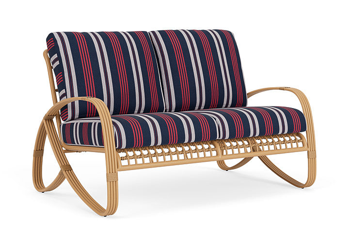 Lloyd Flanders - Riviera Loveseat In Camel Finish With Berkely Hall Navy Fabric - 2780501522063 view 1