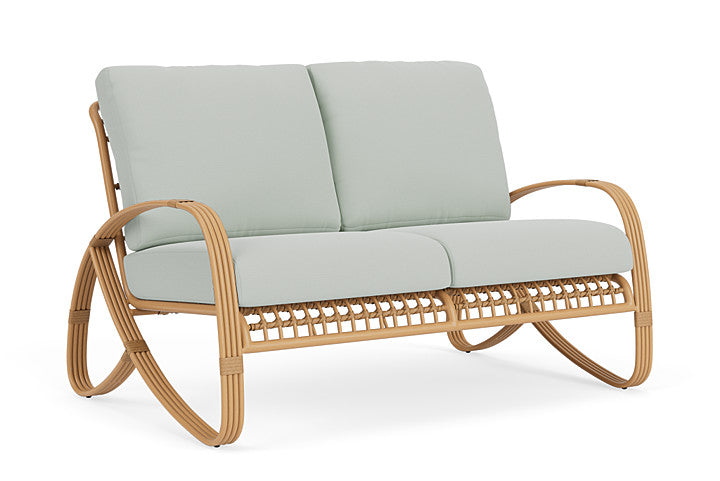 Lloyd Flanders - Riviera Loveseat In Camel Finish With Callen Celadon Fabric - 2780501522024 view 1
