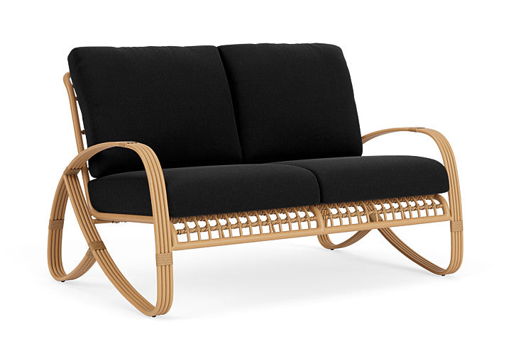 Lloyd Flanders - Riviera Loveseat In Camel Finish With Canvas Black Fabric - 278050152157 view 1