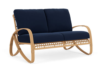 Lloyd Flanders - Riviera Loveseat In Camel Finish With Decorline Navy Fabric - 2780501522019 view 1