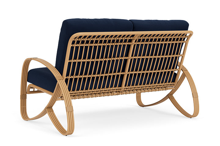 Lloyd Flanders - Riviera Loveseat In Camel Finish With Decorline Navy Fabric - 2780501522019 view 2