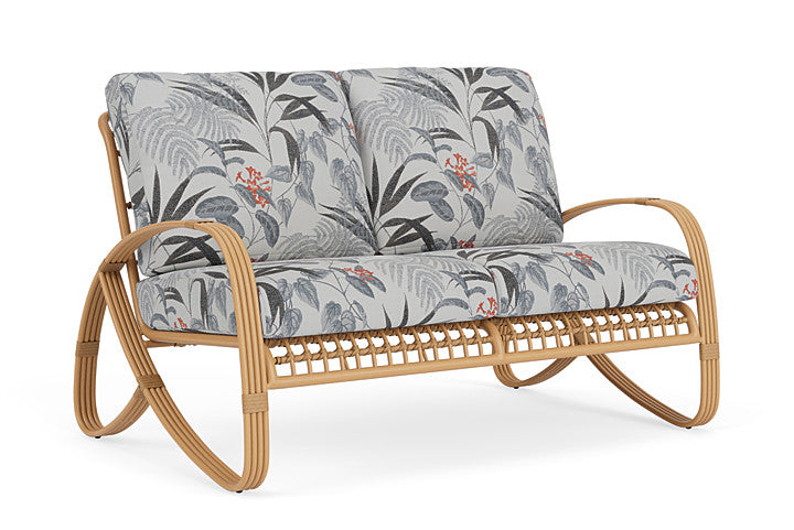 Lloyd Flanders - Riviera Loveseat In Camel Finish With Delicate Botanical Slate Fabric - 2780501522076 view 1