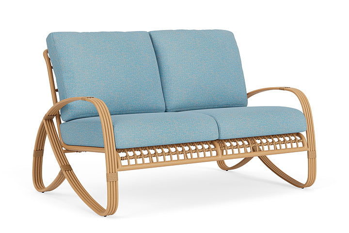 Lloyd Flanders - Riviera Loveseat In Camel Finish With Leeds Light Blue Fabric - 2780501522058 view 1