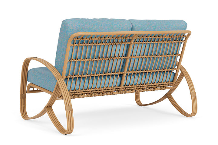 Lloyd Flanders - Riviera Loveseat In Camel Finish With Leeds Light Blue Fabric - 2780501522058 view 2