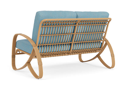 Lloyd Flanders - Riviera Loveseat In Camel Finish With Leeds Light Blue Fabric - 2780501522058 view 2