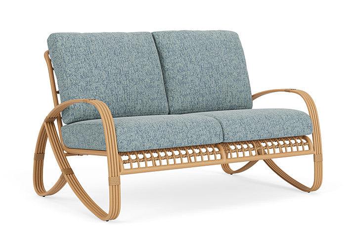 Lloyd Flanders - Riviera Loveseat In Camel Finish With Serene Ocean Fabric - 2780501522032 view 1