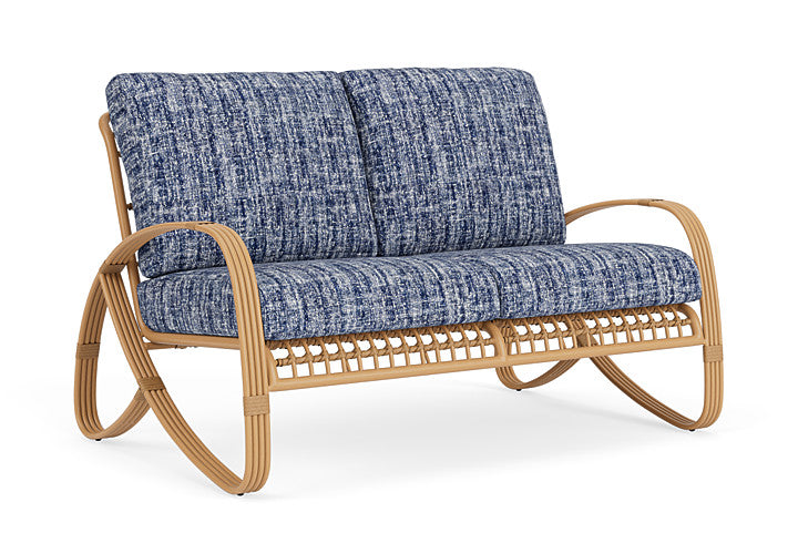 Lloyd Flanders - Riviera Loveseat In Camel Finish With Visions Cobalt Fabric - 278050152683 view 1