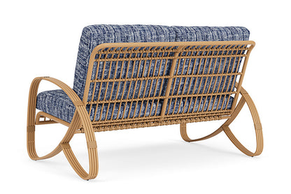 Lloyd Flanders - Riviera Loveseat In Camel Finish With Visions Cobalt Fabric - 278050152683 view 2