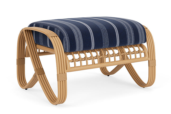 Lloyd Flanders - Riviera Ottoman In Camel Finish With Consider Indigo Fabric - 2780171521969 view 1