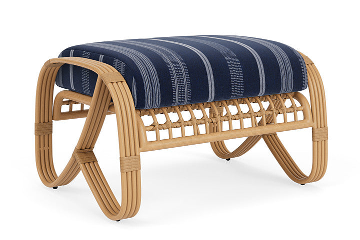 Lloyd Flanders - Riviera Ottoman In Camel Finish With Consider Indigo Fabric - 2780171521969 view 2