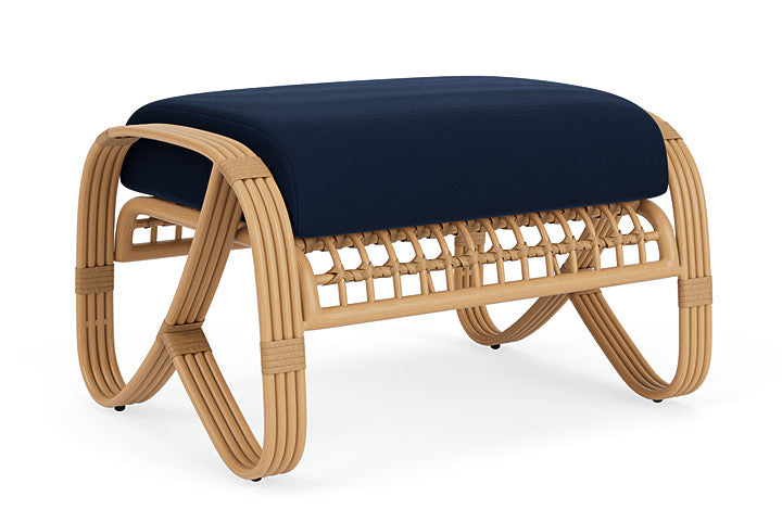 Lloyd Flanders - Riviera Ottoman In Camel Finish With Decorline Navy Fabric - 2780171522019 view 2