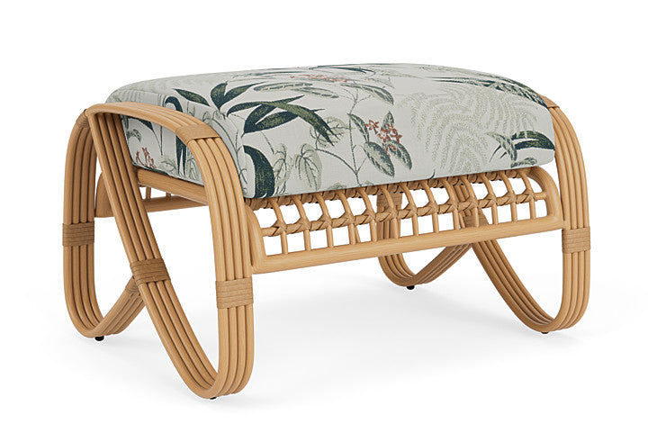 Lloyd Flanders - Riviera Ottoman In Camel Finish With Delicate Botanical Sage Fabric - 2780171522075 view 1