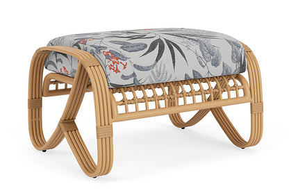 Lloyd Flanders - Riviera Ottoman In Camel Finish With Delicate Botanical Slate Fabric - 2780171522076 view 2