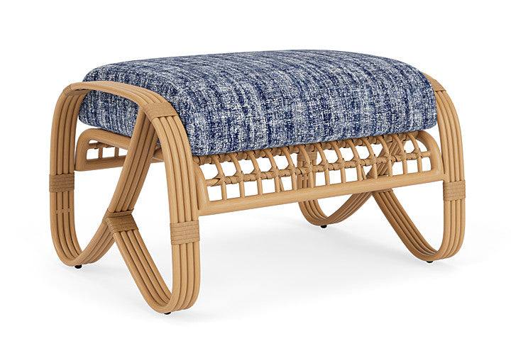 Lloyd Flanders - Riviera Ottoman In Camel Finish With Visions Cobalt Fabric - 278017152683 view 2