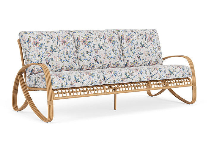 Lloyd Flanders - Riviera Sofa In Camel Finish With Whimsical Bird Song Fabric - 2780551522080 view 1