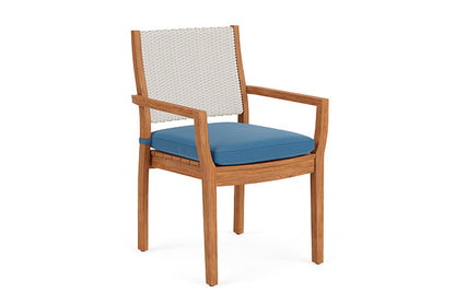 Lloyd Flanders - Teak Loom Back Teak Dining Armchair In Antique White Finish With Bamboo Bay Sky Fabric - 2862010712007 view 1