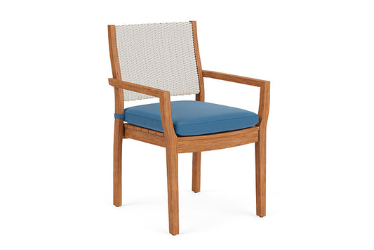 Lloyd Flanders - Teak Loom Back Teak Dining Armchair In Antique White Finish With Bamboo Bay Sky Fabric - 2862010712007 view 1