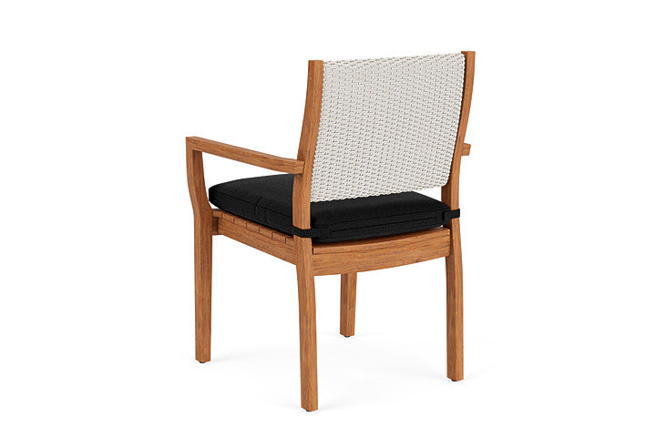 Lloyd Flanders - Teak Loom Back Teak Dining Armchair In Antique White Finish With Canvas Black Fabric - 286201071157 view 2