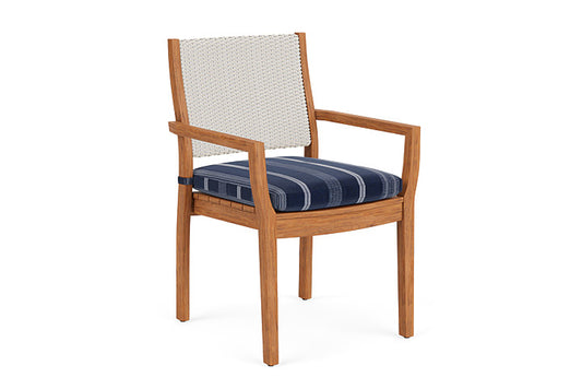Lloyd Flanders - Teak Loom Back Teak Dining Armchair In Antique White Finish With Consider Indigo Fabric - 2862010711969 view 1