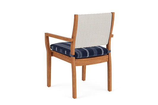 Lloyd Flanders - Teak Loom Back Teak Dining Armchair In Antique White Finish With Consider Indigo Fabric - 2862010711969 view 2