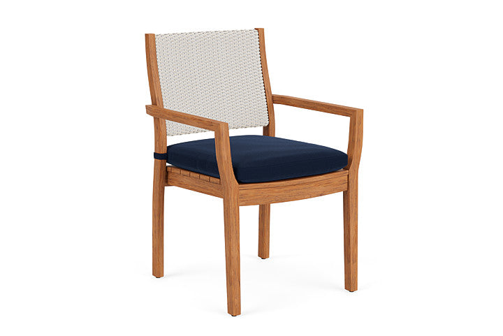 Lloyd Flanders - Teak Loom Back Teak Dining Armchair In Antique White Finish With Decorline Navy Fabric - 2862010712019 view 1