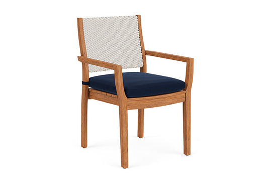 Lloyd Flanders - Teak Loom Back Teak Dining Armchair In Antique White Finish With Decorline Navy Fabric - 2862010712019 view 1