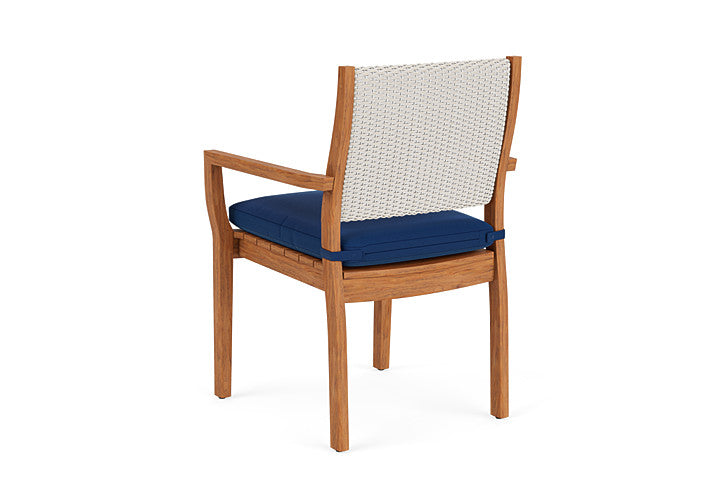 Lloyd Flanders - Teak Loom Back Teak Dining Armchair In Antique White Finish With Flagship Lapis Fabric - 2862010711813 view 2