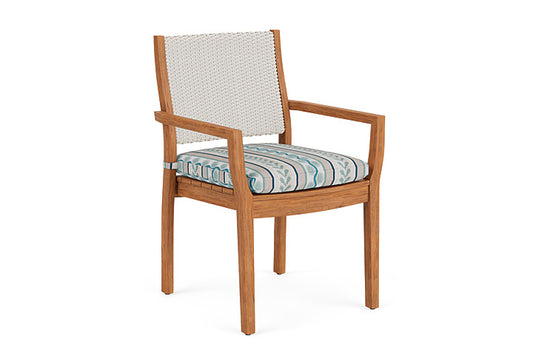 Lloyd Flanders - Teak Loom Back Teak Dining Armchair In Antique White Finish With Ilona Resort Fabric - 2862010712069 view 1