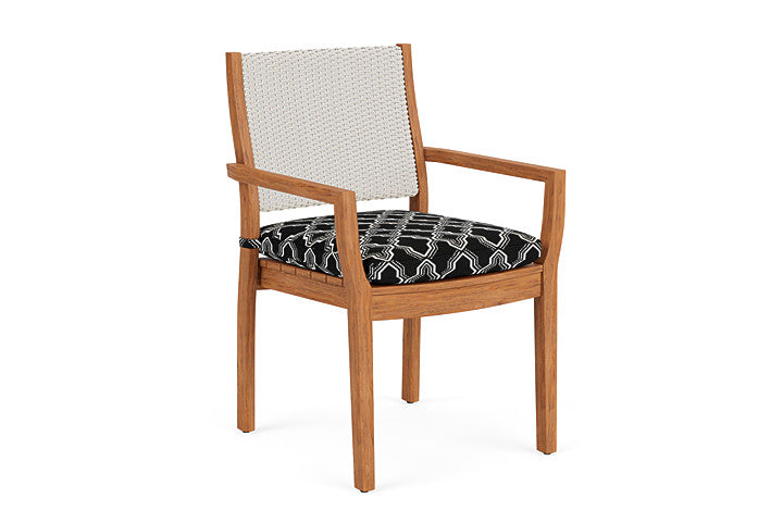 Lloyd Flanders - Teak Loom Back Teak Dining Armchair In Antique White Finish With Luna Onyx Fabric - 2862010712071 view 1